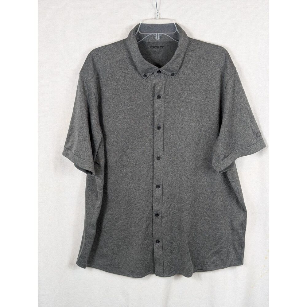 OGIO Gravitate Full Button Polo Shirt Gray Men's Size 2XL/XXL